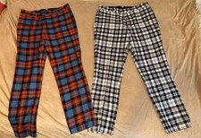 Vintage 100% Wool Topman Tartan Trousers Size 30inch Regular