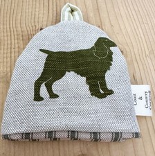 Emily Bond spaniel  Fabric Egg Cosy  - Olive Green Lining / Susie Watson Loop