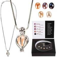 Womens Interchangable Freshwater Pearl Cage Pendant Necklace Ladies Jewellery