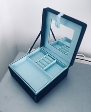 Black Velvet Mirrored Jewellery Box with separate compartments
