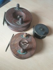VINTAGE WOODEN BRASS FISHING REELS BUNDLE OF 3