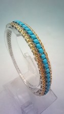 Hallmarked Sterling Silver & Turquoise Sleeping Beauty Bangle.