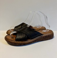 Pavers Black Leather Slip On