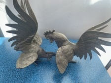 Vintage Italian? Silver Plate? Fighting Cocks Cockerels 7” Tall 980g