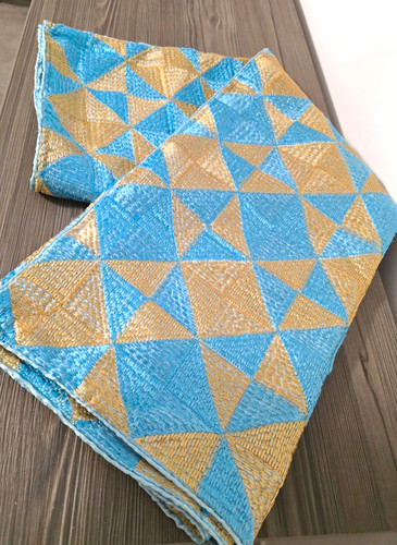 Blue beige phulkari dupatta - blue/beige,