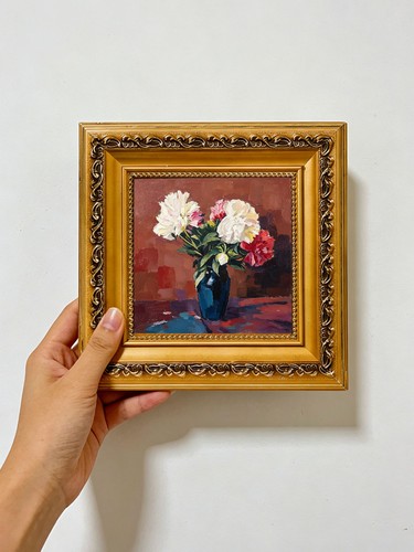 Mixed peony dark blue vase - mixed,