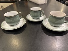 Denby Pottery Regency Green Cup & Saucer X 3 
