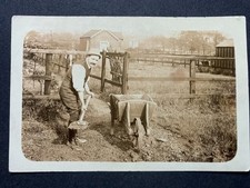 A Leeds Yorkshire Gardener & Wheelbarrow Real Photo Social History Postcard T12