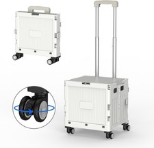Shopping Trolley Cube on 4 Wheels Folding 360° Spin Grey Compact Transport Box 