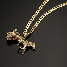 24K Gold Filled | Sulky Gypsy Horse Racing Pendant – Unique Gift | Men & Women