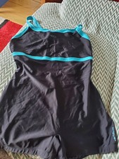 Ladies Boyleg Swimsuit  Size 16 Black & Blue-Boyleg