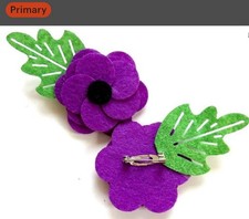 Handmade Felt Remembrance Purple Poppy Brooch