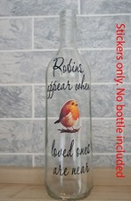 Robins appear when loved ones are near Colour Vinyl Wine Bottle Sticker LED