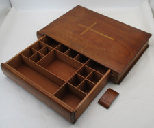 Fine Vintage Wooden Bible Book Box with Secret Compartments