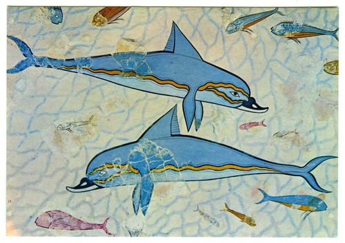 Greek postcard ancient dolphin - postcard,