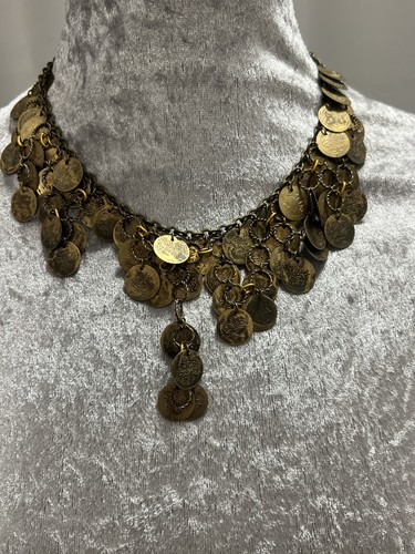 Antique gold tone shape coin - gold, v