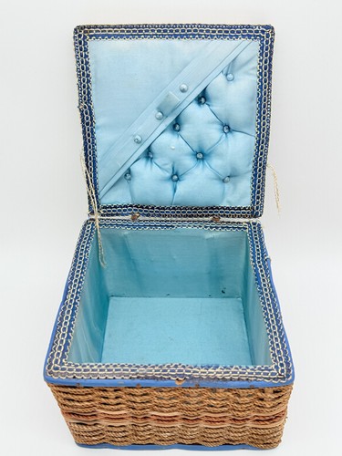 Vintage woven sewing basket - woven,