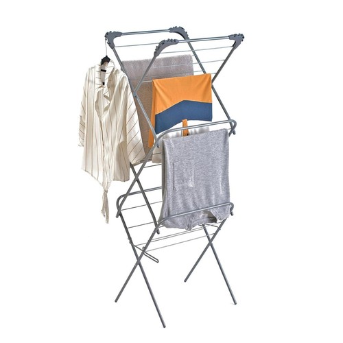 Grey folding clothes airer - folding,