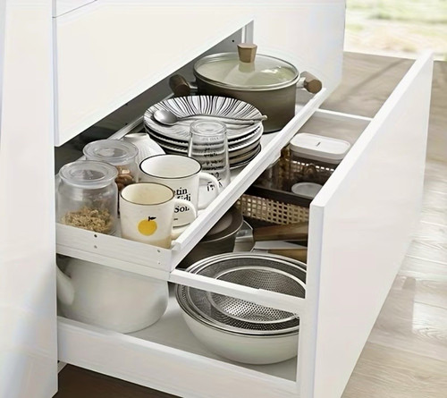 Adjustable white metal drawer - white,