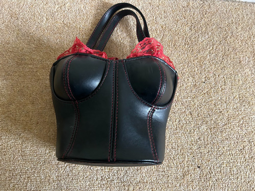 Black corset design handbag - black,