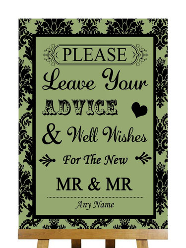 Sage green black damask - green, guest