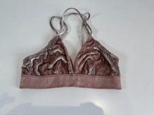 Victoria's Secret PINK Bralette Size S Pink Wire Free Lined Velvet Triangle Bra
