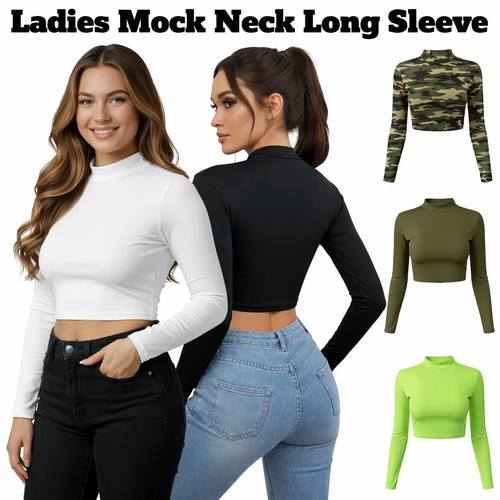 Ladies long sleeve mock - sleeve,