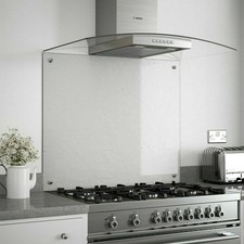 Clear Toughened Glass Splashback Heat Resistant Kitchen Panel - Size Options