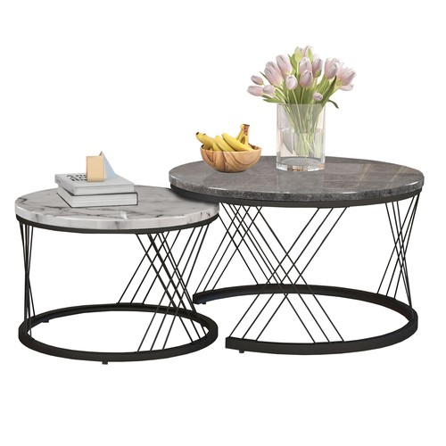 Round coffee table set 2 - coffee,