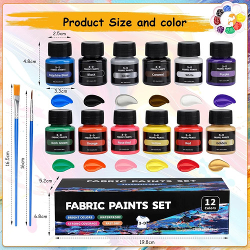 Permanent fabric paint set - fabric,
