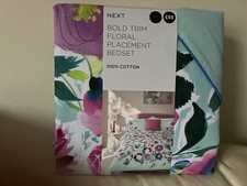 Blue 100% Cotton Floral Print Duvet Cover Set King Size Next