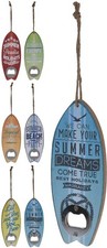 Surf Board Shape Wooden Bottle Opener Hanging Decorative Tropical Beach Design  