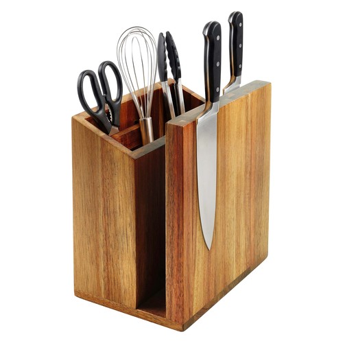 Knife block utensil holder