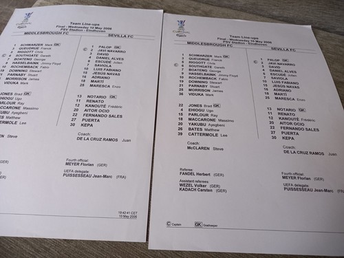 Team sheets uefa - uefa, cup