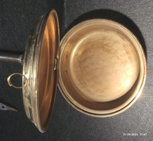 Large brass warming - large, wood