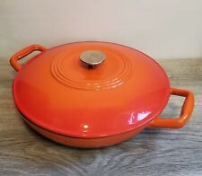 Denby Shallow 12" 3.8L Cast Iron Volcanic Orange Casserole Lidded Pan