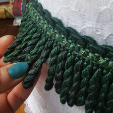 PER METRE Green 6.5cm Heavy Bullion Fringe. Decorative Upholstery Trim/Fringing