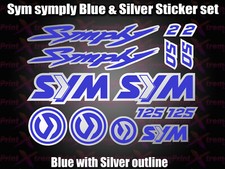 Sym Symply 1, 2 Stickers / Decals Blue & silver printed vinyl, 50, 125