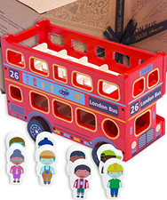 Jaques of London Wooden London Bus Toy for 2 Year Olds | Red Double Decker Bus