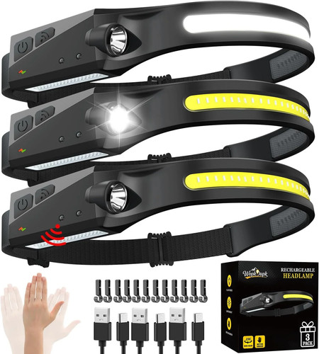 Rechargeable headlamp 3pcs - rechargeable,