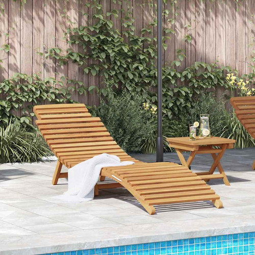Sun lounger solid - solid, teak