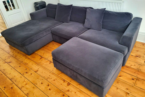 Dark grey velvet shaped - dark, l-shaped