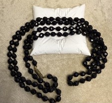 Vintage Czech Black Faceted