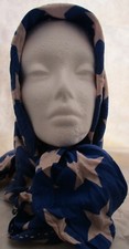 VINTAGE LADIES (36"x28") LARGE HEAD SCARF / BANDANA ~ circa 1950's head wear