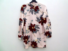 MARKS & SPENCER FINE SOFT KNIT TOP TUNIC JUMPER SIZE 8 pink Mix Bold print