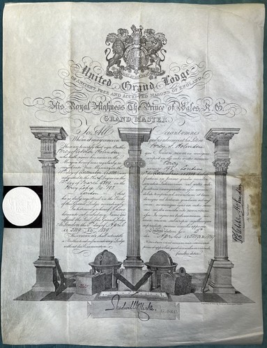1889 masonic certificate - 1889,