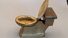 Vintage 1950s Brass Toilet Ornament Rare Ashtray With the Matchbox Holder
