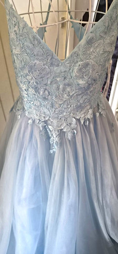 Sherri hill blue floral - hill, lace