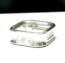 Authentic Tiffany & Co Square Concave 1837 Ring Size J 1/2