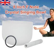 432Hz 8" F Heart Chakra Frosted Quartz Crystal Singing Bowl for Sound Heal Bath